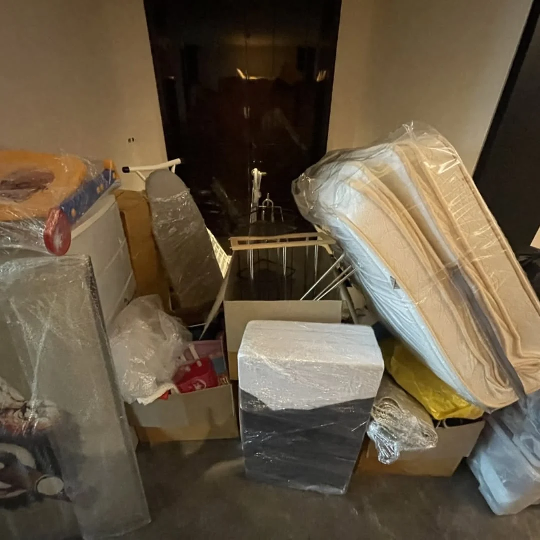 Wrapped furniture ready for moving service in Thailand