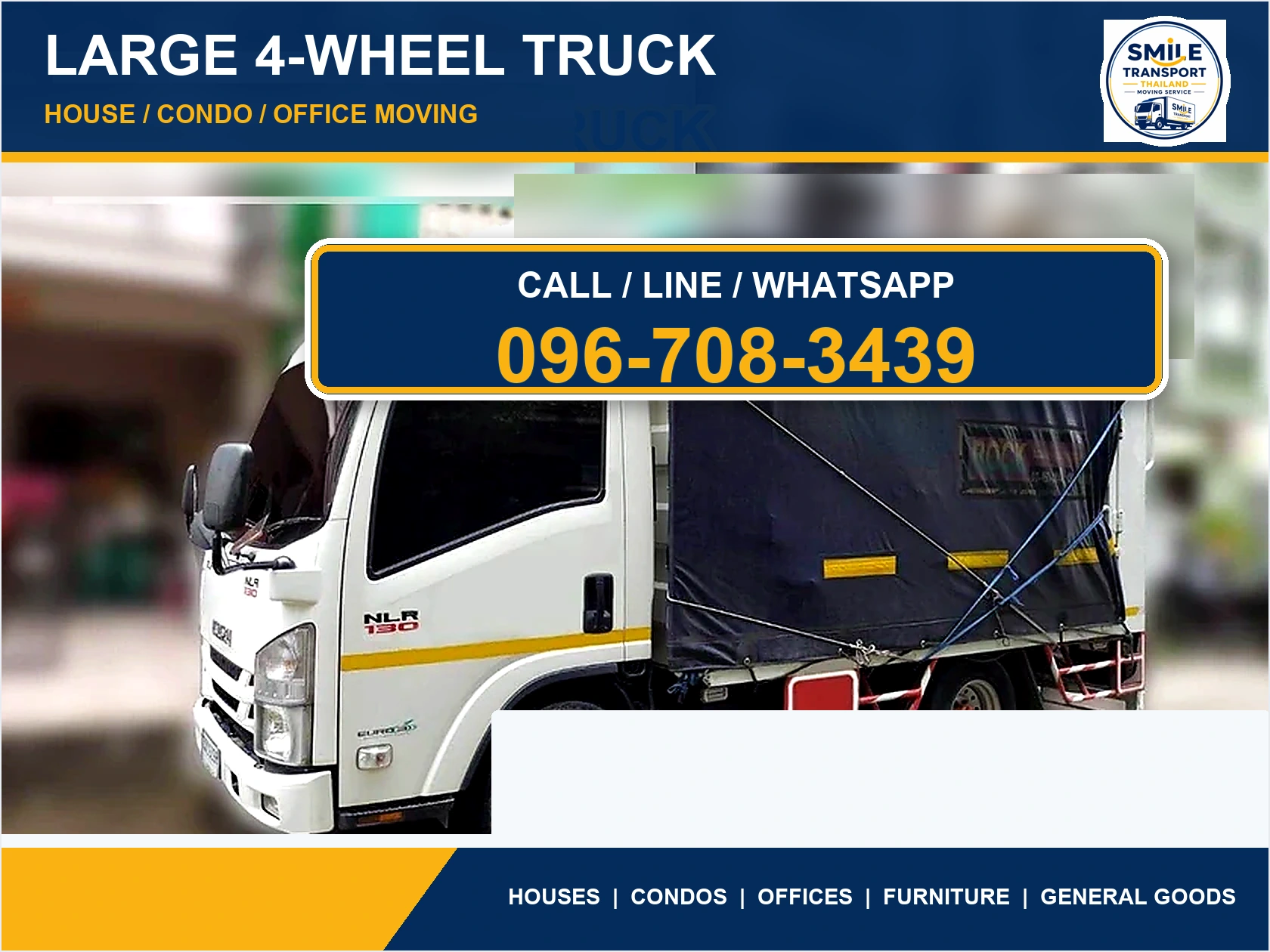 Large 4-wheel truck hire with driver in Thailand