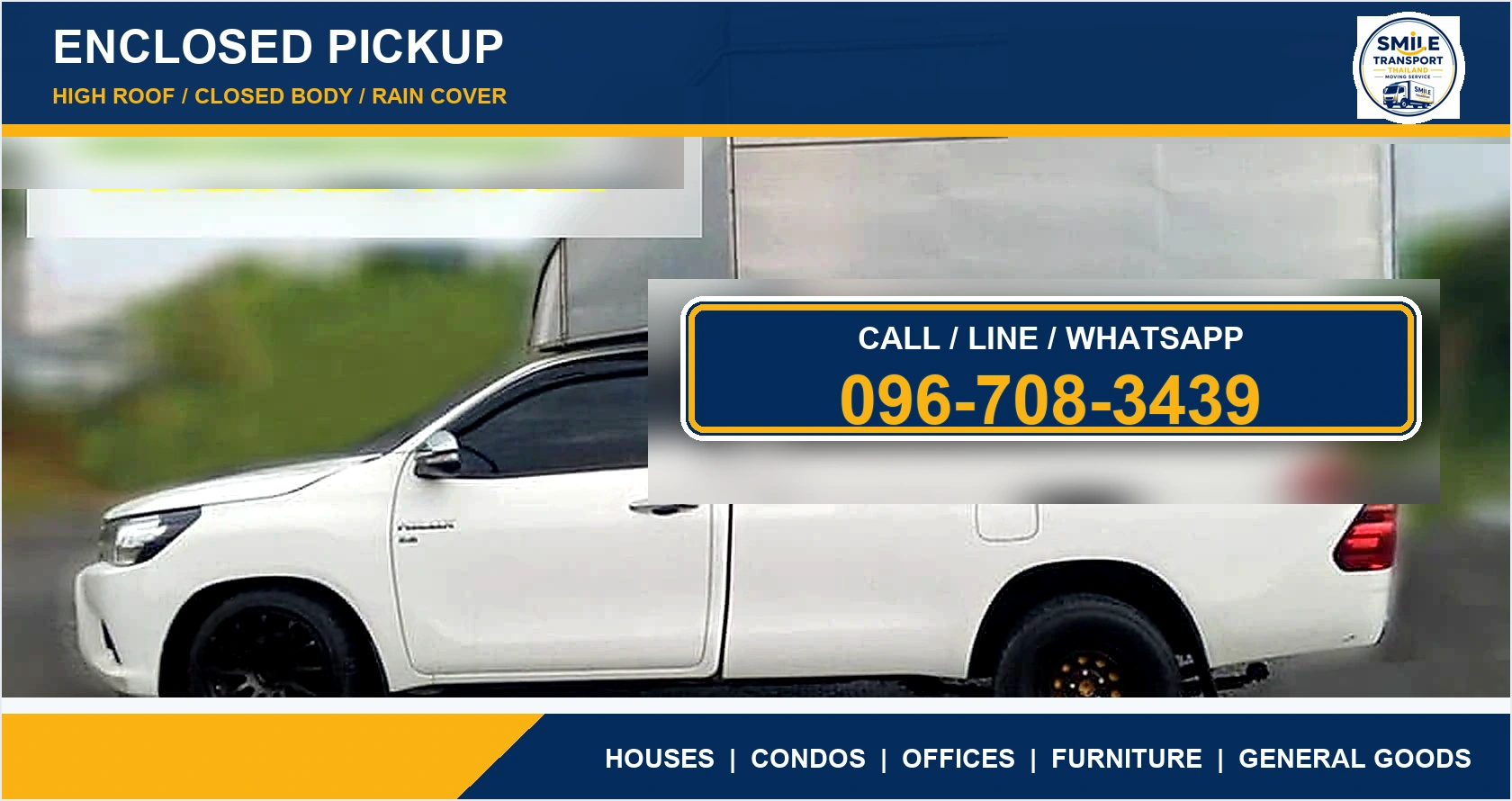 Enclosed pickup truck hire Thailand